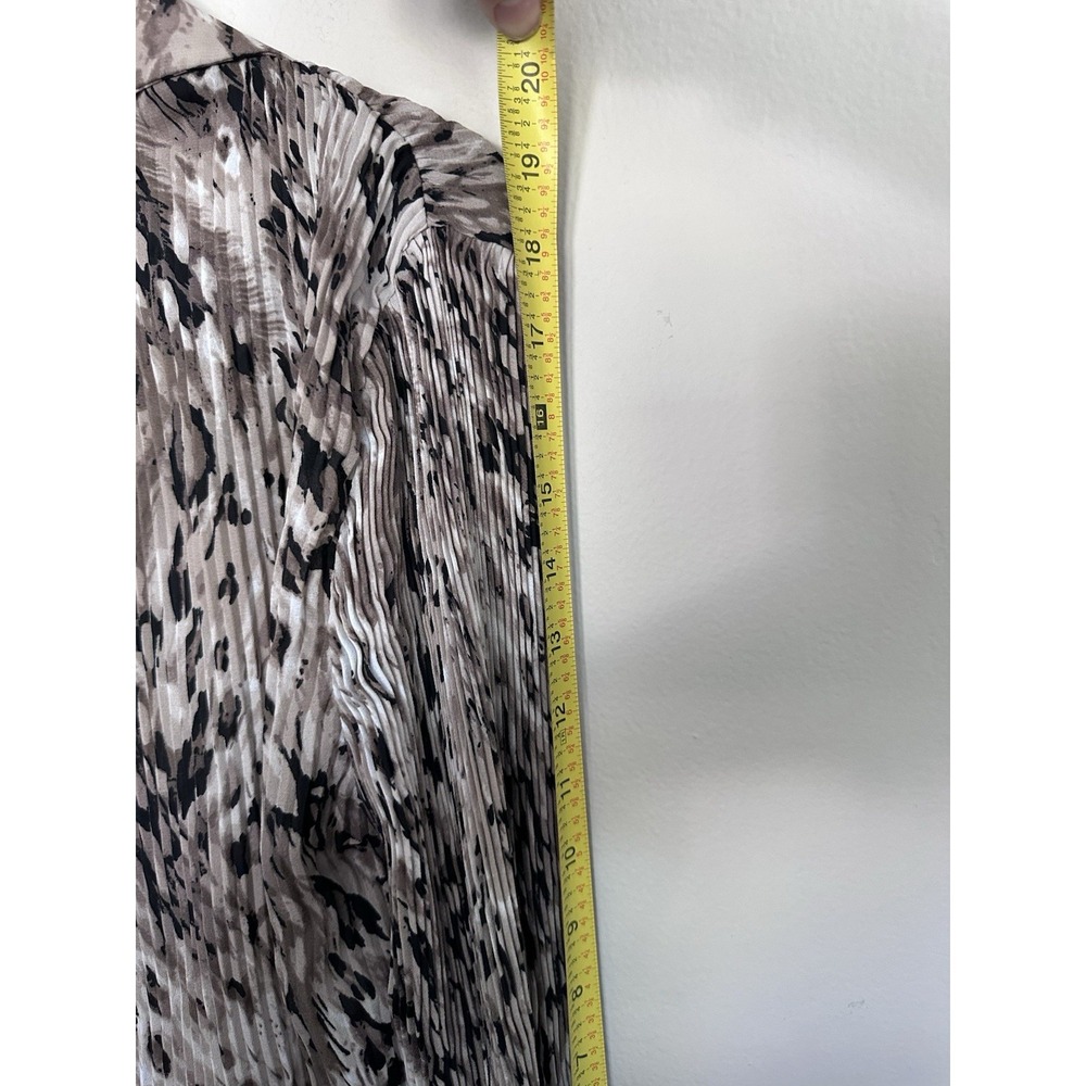 VTG 90s Grunge Leopard Cheetah Black Crinkle Plisse 3/4 Sleeve Shirt Size SMALL - Picture 14 of 14